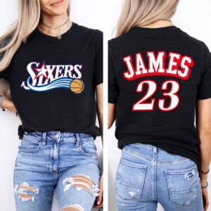 LeBron James Philadelphia Shirt, Philadelphia Basketball James 2 Sided Shirt BWK